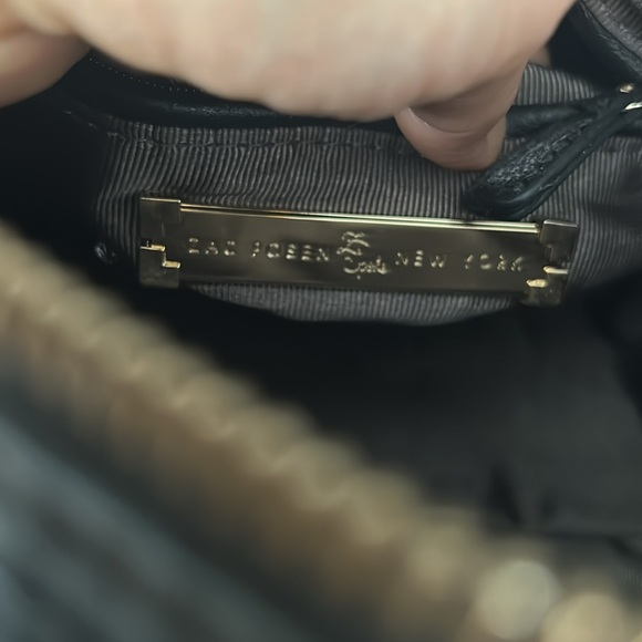 Zac Posen Z Spoke Black Leather Double Handle Gold Hardware Satchel Crossbody - Picture 12 of 17